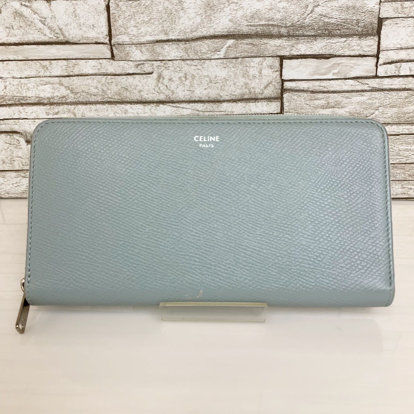 CELINE セリーヌ 長財布 ラウンドファスナー ラウンドジップ 水色 