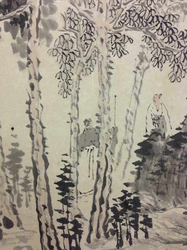 掛軸   長町竹石　水墨山水画　山館新秋  大幅  再表装済 長町竹石 山水画 山館新秋 - メルカリ