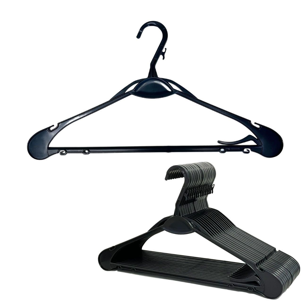 新品 オリタニ 業務用 ジャケットハンガー スリム プラスチック 黒 丈夫 肩 レディース クリーニング 省スペース 薄型 (15本組)