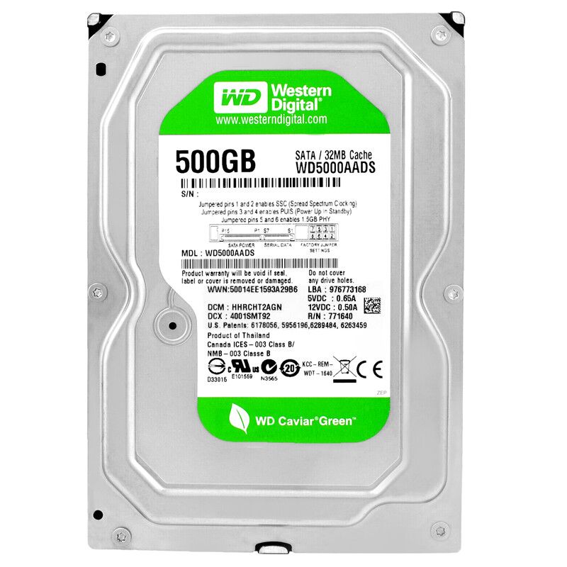Western Digital 500GB WD5000AADS 32MB 5400RPM SATA II 3.5 インチ ハードドライブ