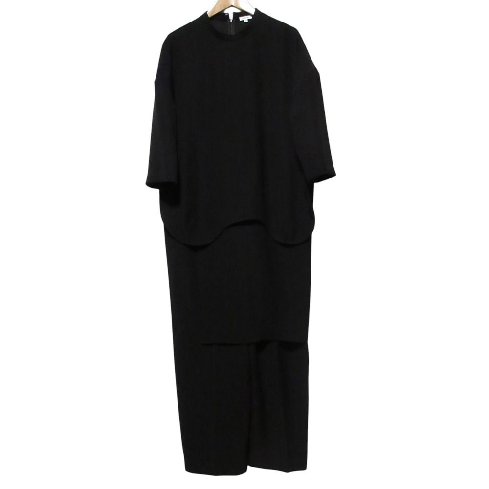 良品 23SS ENFOLD エンフォルド LAYERED ALL-IN-ONE 半袖 レイヤード オールインワン 38 ブラック レディース 古着  USED