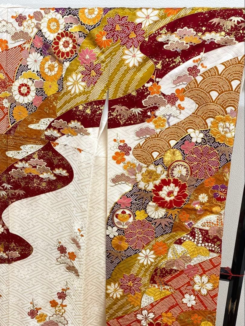 振袖 京友禅 豪華 手刺繍 金駒 金彩 身丈175cm 撥水加工済 トールサイズ