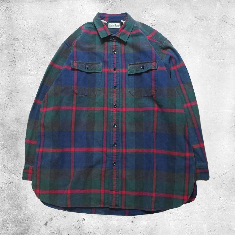 90s L.L.Bean CHAMOIS CLOTH SHIRT タータンチェック コットン 