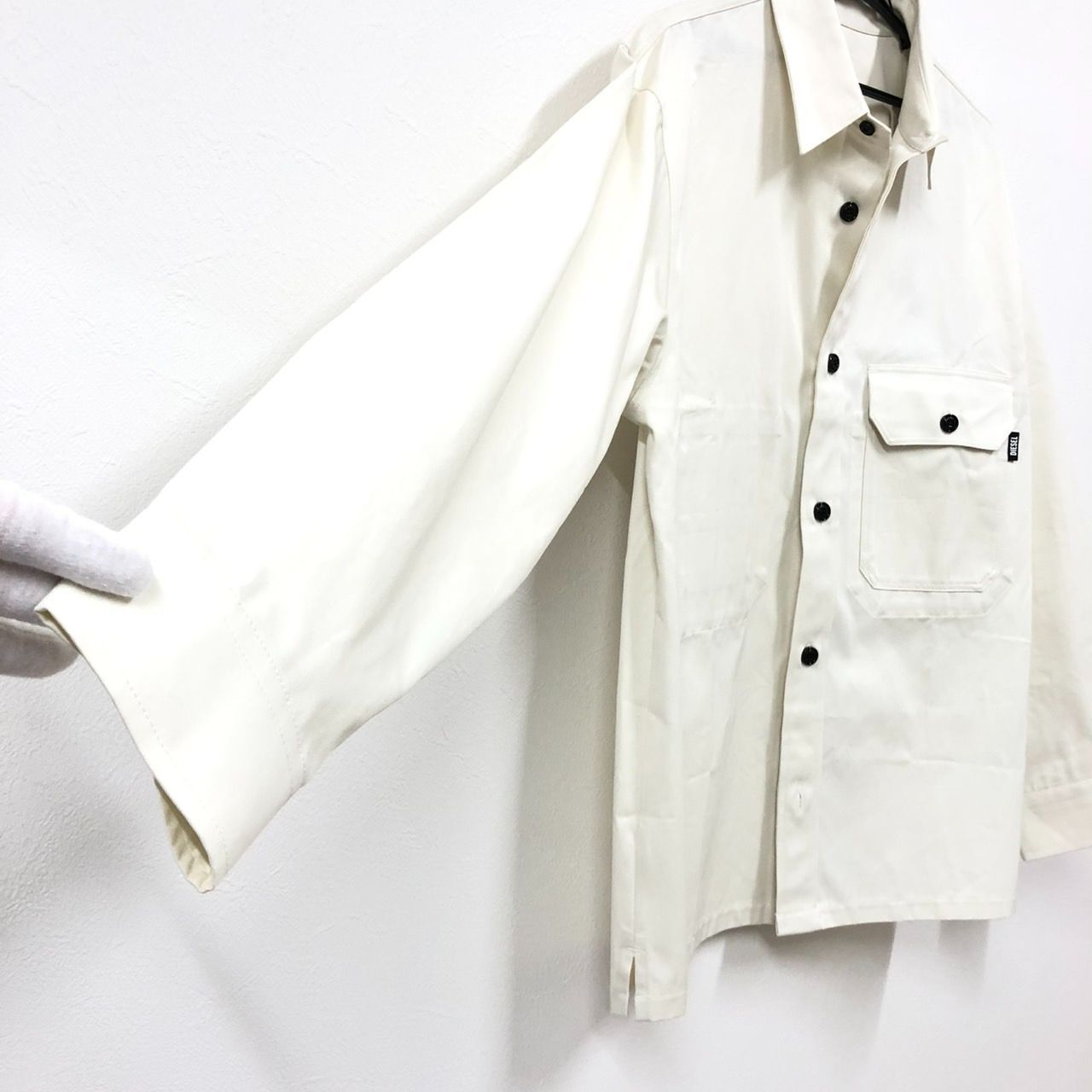 1/DIESEL ディーゼル メンズ 白 シャツ 薄手 ジャケット Sサイズ 未使用品!!】 DIESEL ディーゼル S-BUNNELL コットンデニム