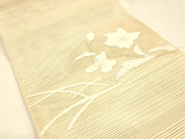 平和屋着物＊夏物 絽綴れ 八寸名古屋帯 枝花文 金銀糸 正絹 逸品
