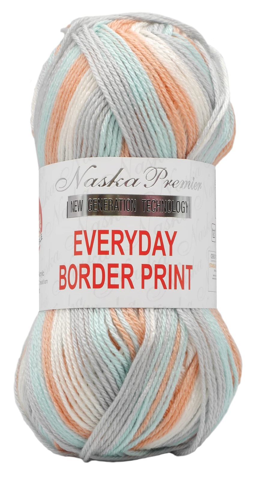 【人気商品】手編み毛糸 エブリデイボーダープリント 並太 タイプ Col.505 マルチ NASKA 系 約100ｇ 250ｍ 5玉セット N-104