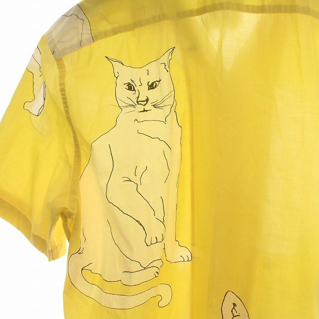 ポールスミスコレクション PAUL SMITH COLLECTION シャツ 半袖 猫 ねこ XL 黄色 イエロー /☆G