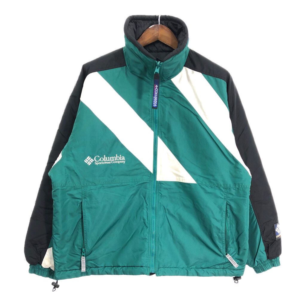 90年代 Columbia コロンビア リバーシブル 中綿 ナイロン ジャケット グリーン (メンズ M) 中古 古着 S5489