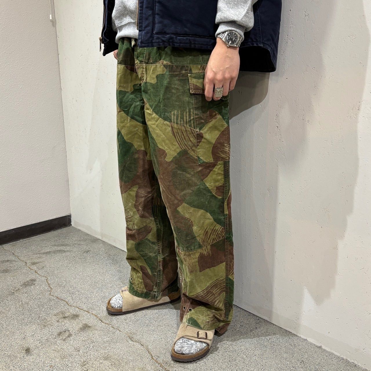 Military】50s Belgian Military Brush Stroke Camo W〜38 L29.5