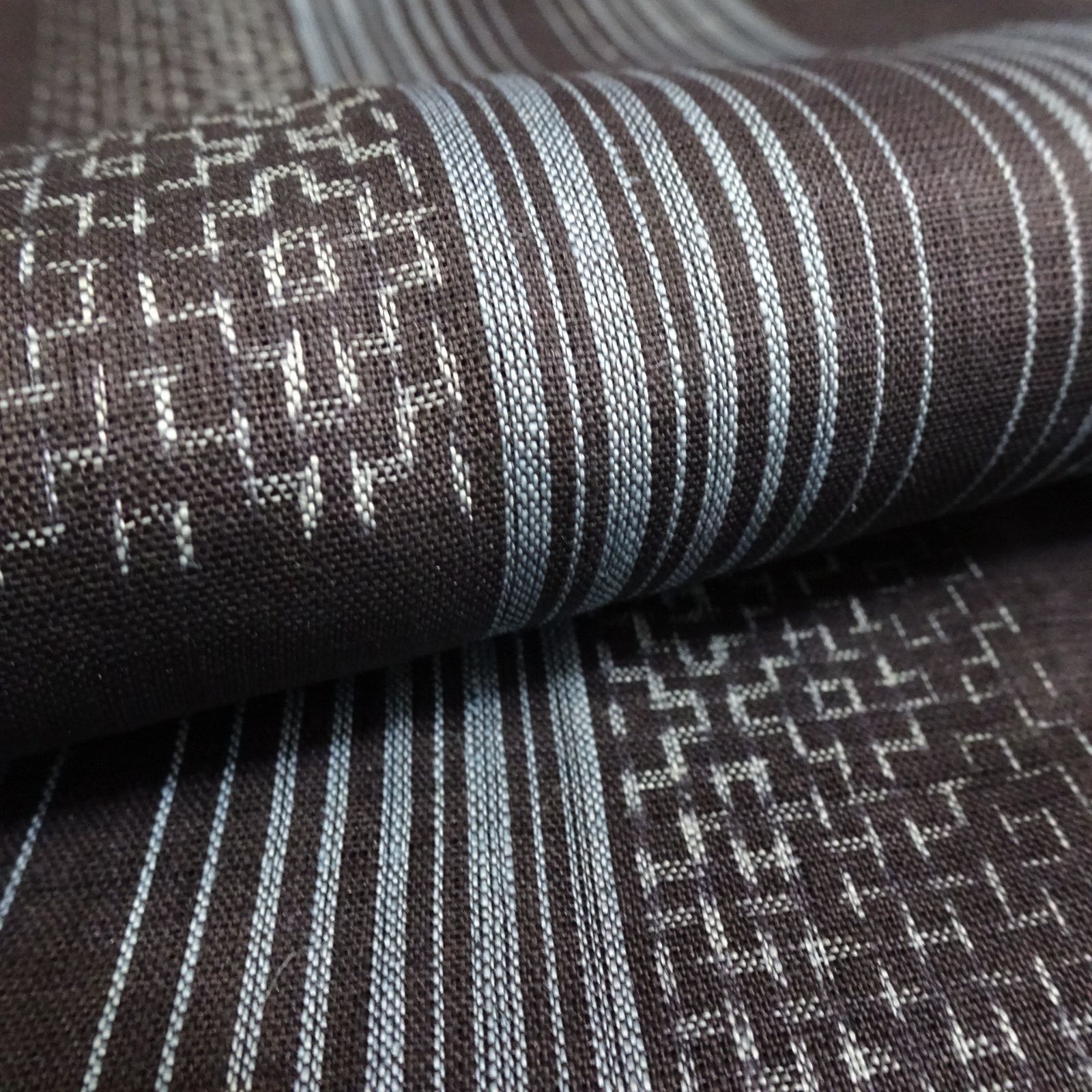 アンティーク 本麻 能登上布 着物 色入り 232063