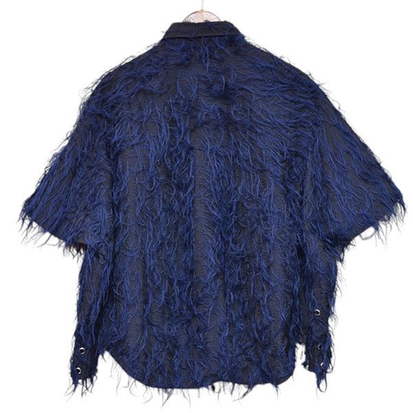 アンダーカバー UNDERCOVER 2022SS　2wayフリンジシャツジャケット　UC1B1409-1 ブラック×ネイビー サイズ：2 UNDERCOVER アンダーカバー 2022SS 2wayフリンジシャツ