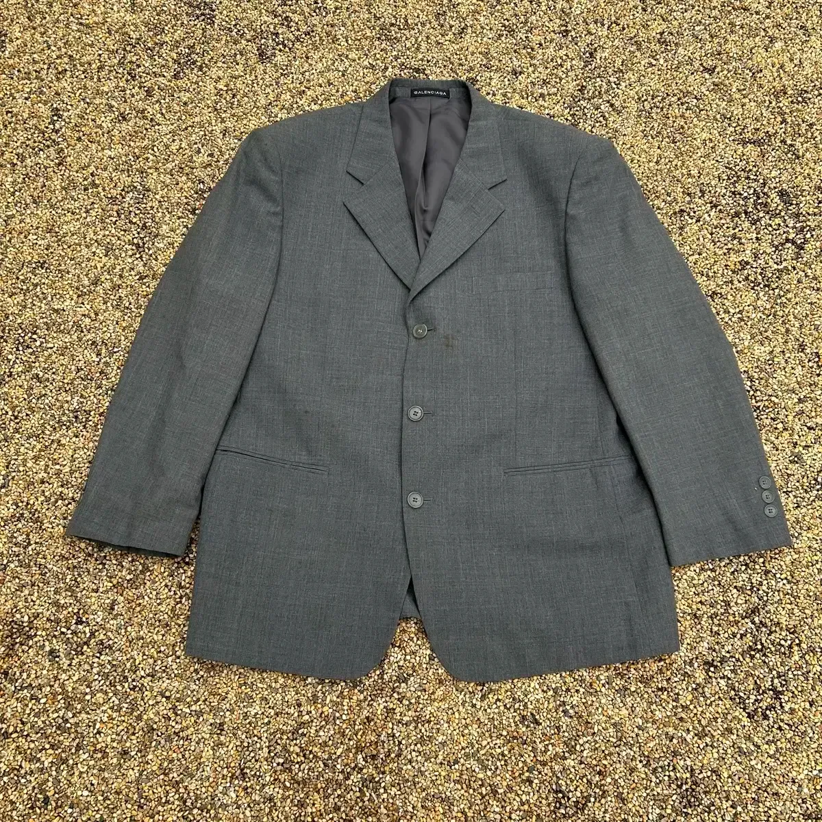 美品　バレンシアガ　スーツ　セットアップ　ダークグレー　背抜き　ウール　M相当 a4ccb8a5c811ec4a576b620e792a33