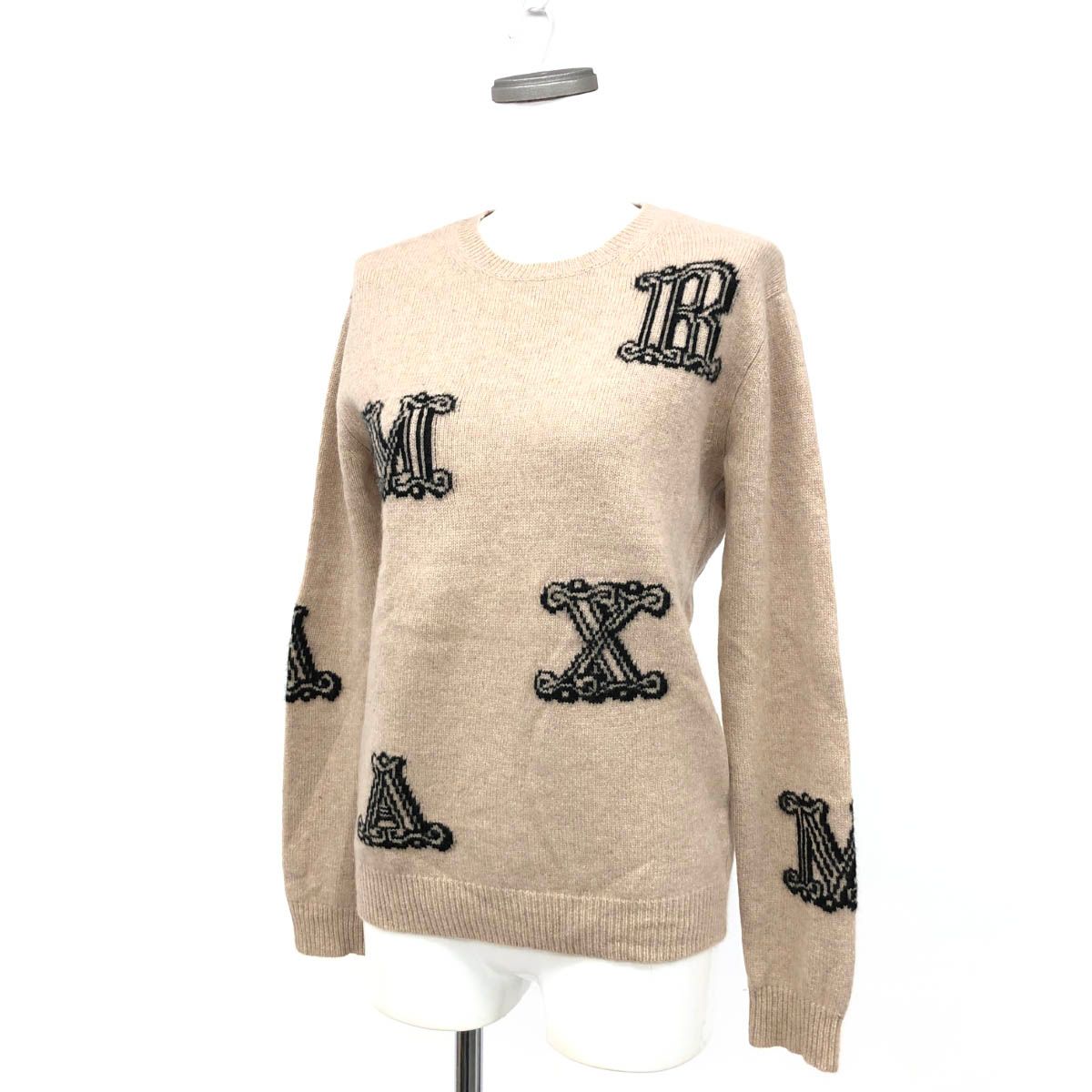 良好 MAX MARA マックスマーラ  アイコンニット Mサイズ  ベージュ カシミヤ100％ レディース 長袖 クルーネック　240002225359 レディース 良好 MAX MARA マックスマーラ アイコンニット Mサイズ