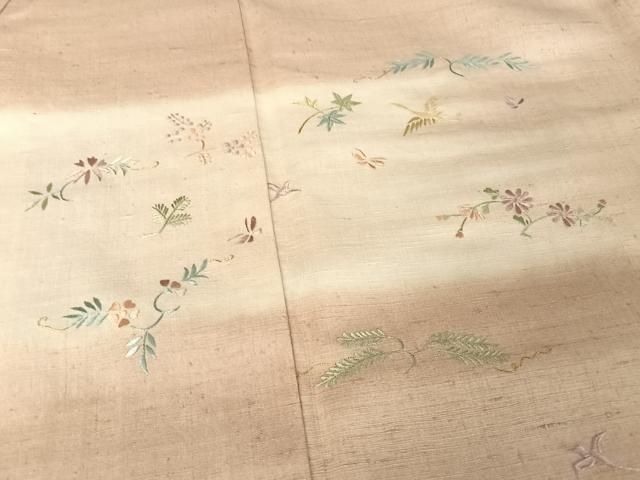 平和屋着物●東京の老舗呉服問屋 菱一 訪問着 本真綿紬地 総刺繍  飛鶴花菱文 金糸 反端・工芸染織宮下 たとう紙付 正絹 逸品 AAAV9146np 平和屋着物○東京の老舗呉服問屋 菱一 訪問着 本真綿紬地 総刺繍 飛鶴