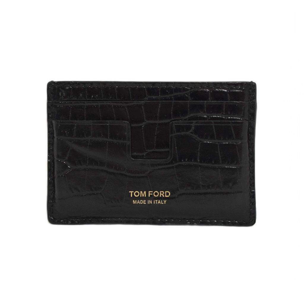 トムフォード TOM FORD クロコダイル 型押し カードケース 黒 ブラック AA