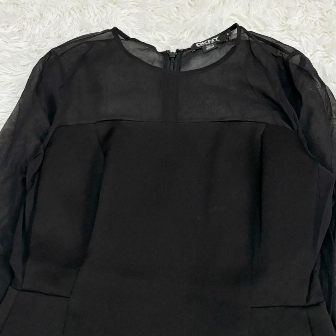 ダナキャラン シルク混 レース切替ロングドレスワンピース 4