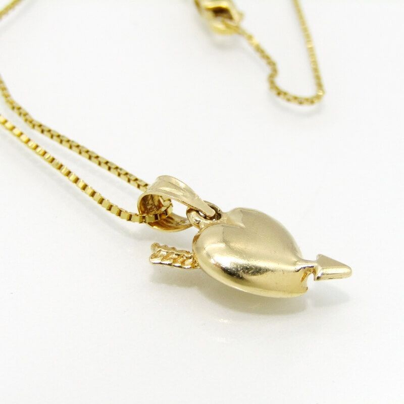 SS17 Supreme Heart And Arrow Gold Pendant + chain 14K Yellow