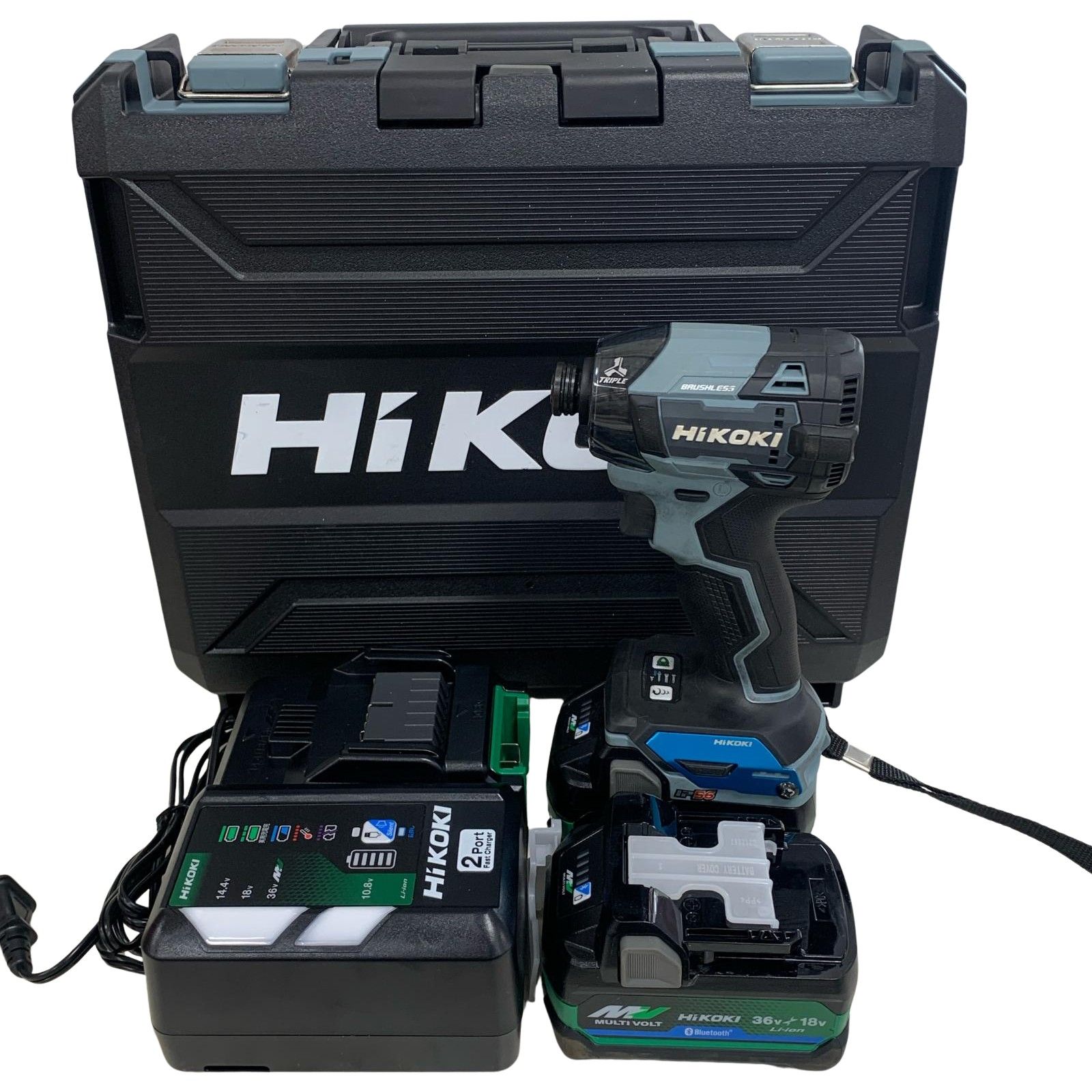 ♭♭HiKOKI ハイコーキ 36ｖ コードレスインパクトドライバ 充電器 充電池2個 ケース付 WH36DD アイスグレー
