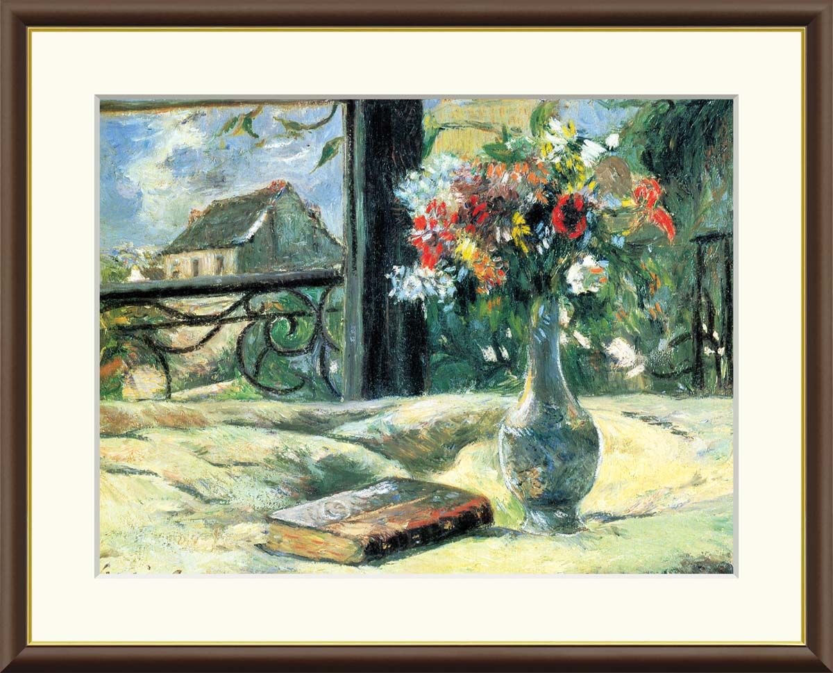 ゴーギャン、【豚と馬のいる風景】、希少な画集画、新品高級額 額装付