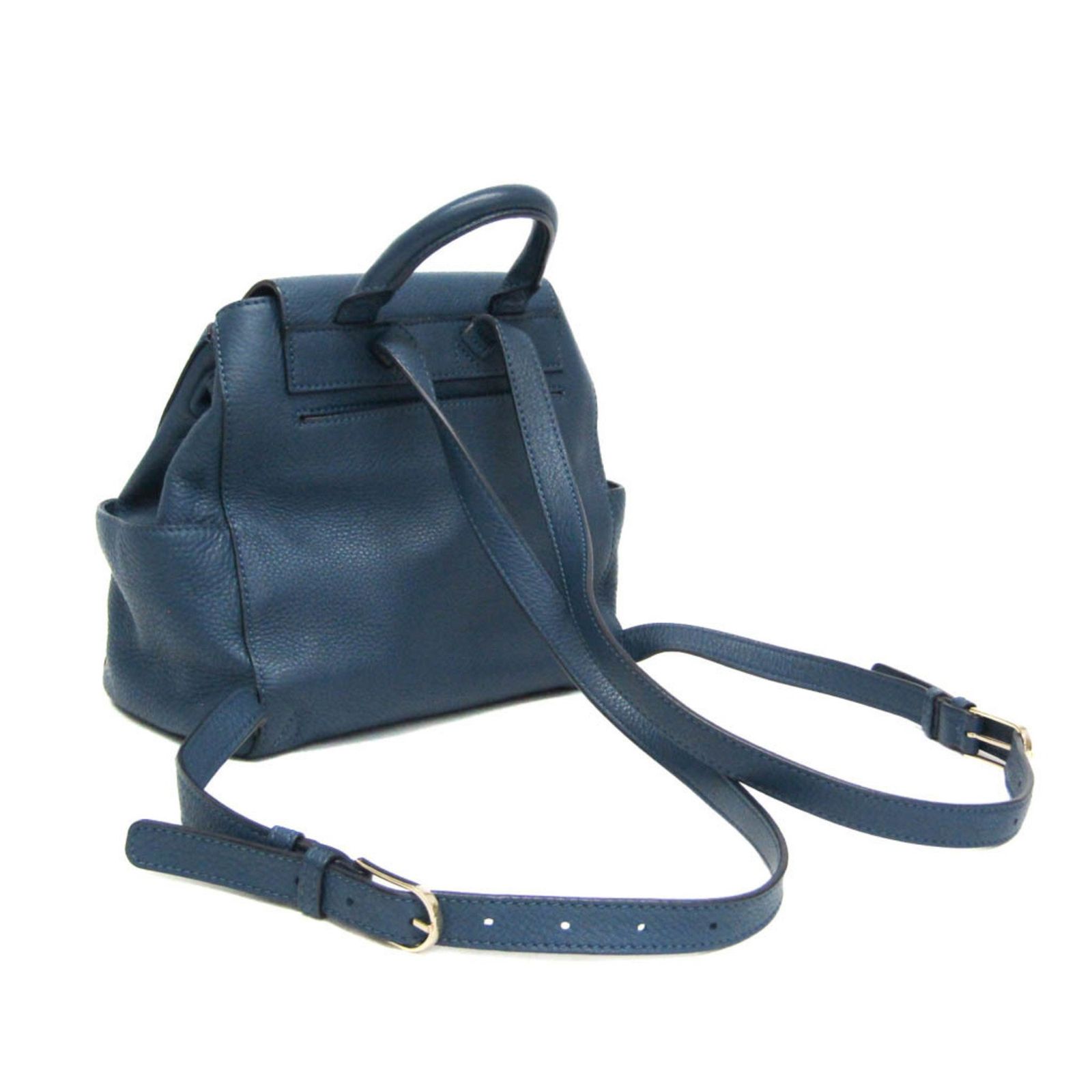 Tory Burch Fringe Leather Backpack Blue Women's Designer Rucksack