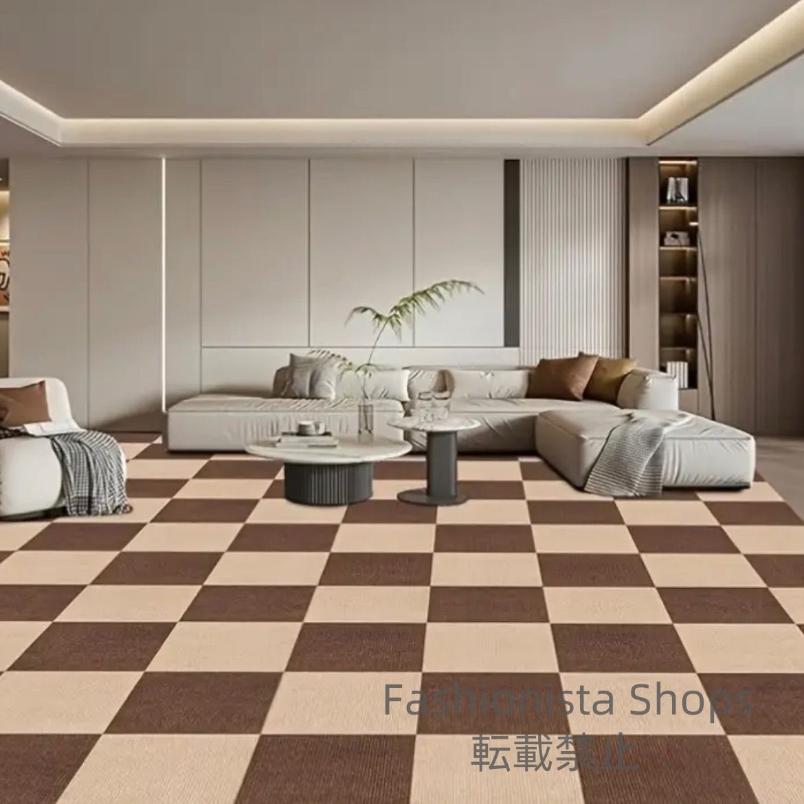タイルカーペット 45×45cm20枚セット 粘着性 滑り止め付き 取り付け簡単 ストライプ 格子ブロックデザイン フロアカーペット ファブリック素材 家庭 オフィス兼用 キッチン 寝室 クリスマス装飾対応 お洒落 ブラウン ulcp57