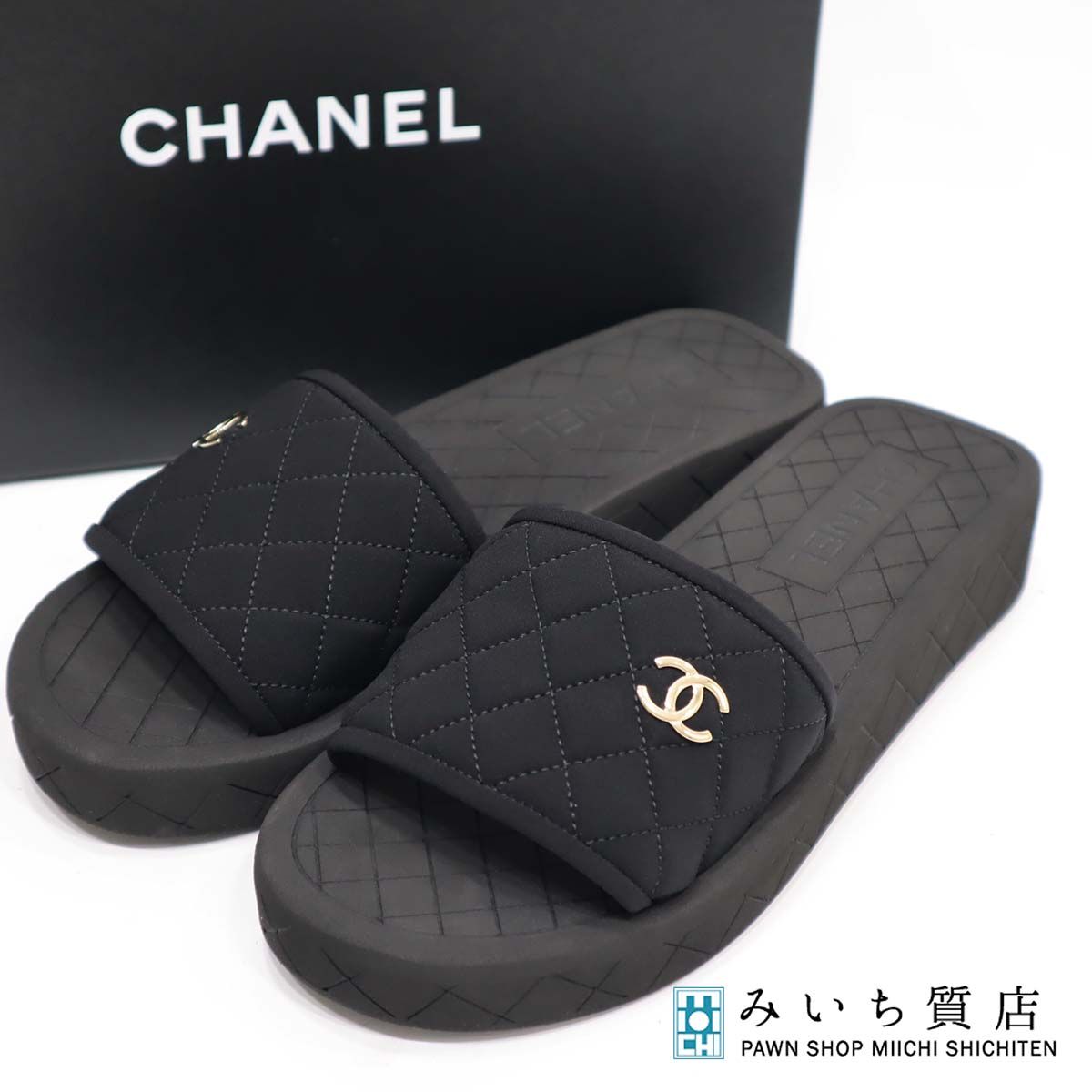 シャネル CHANEL マトラッセ サンダル 軽量 ブラック 23春夏 ココ