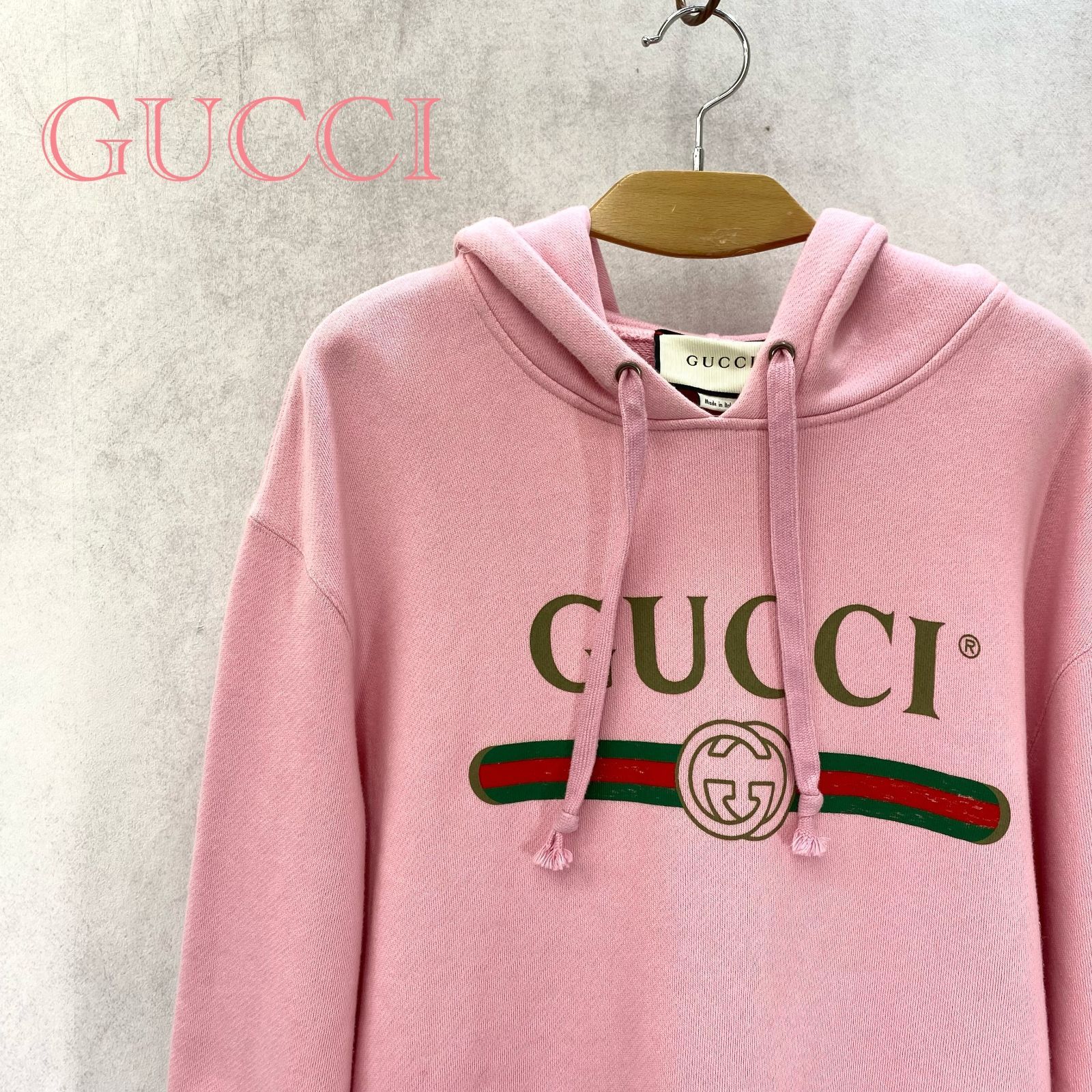 GUCCI ドラゴン 龍 刺繍 パーカー ピンク 中古品 GUCCI グッチ ドラゴン 龍 刺繍 ロゴ パーカー スウェット