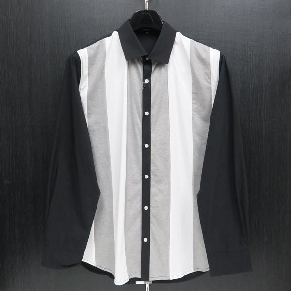 アンジーブロス 長袖シャツ 黒/白/グレー 52(3Lサイズ) 01-1003-021-05