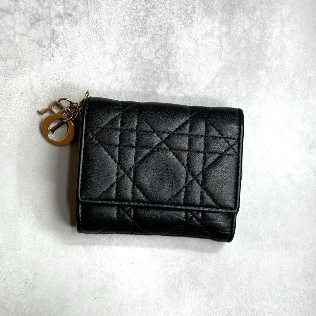 Christian Dior 三つ折り財布 キルティング カナージュライン