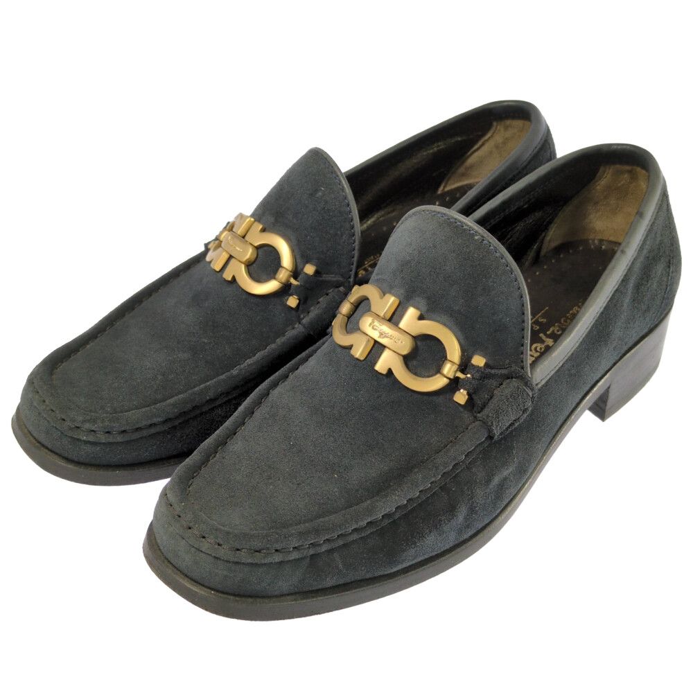 Salvatore Ferragamo サルヴァトーレフェラガモ スウェードレザー ガンチーニ金具 ローファー靴 ST 07267 1D US6 ブラック オールシーズン ♀ B レディース 594235