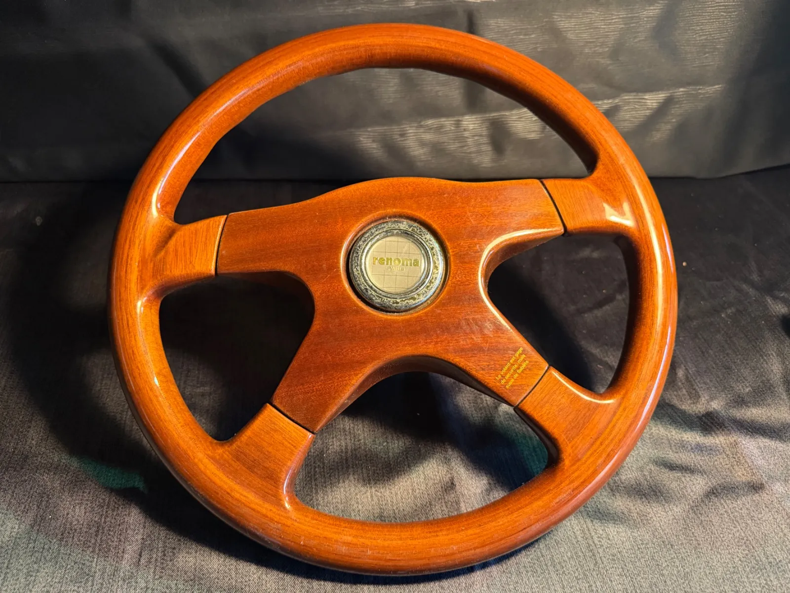 ☆イタルボランテ　 レノマrenoma 3本スポーク本革ステアリング φ360☆ 希少italvolanti(イタルボランテ)renoma ステアリング レノマ