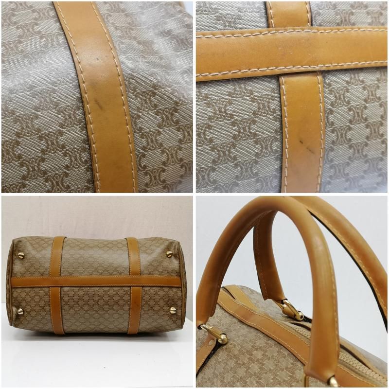 CELINE オールドセリーヌ　ボストンバッグ マカダム柄 トリオンフ PVC CELINE】ボストンバッグ マカダム柄 トリオンフ PVC ブラウン