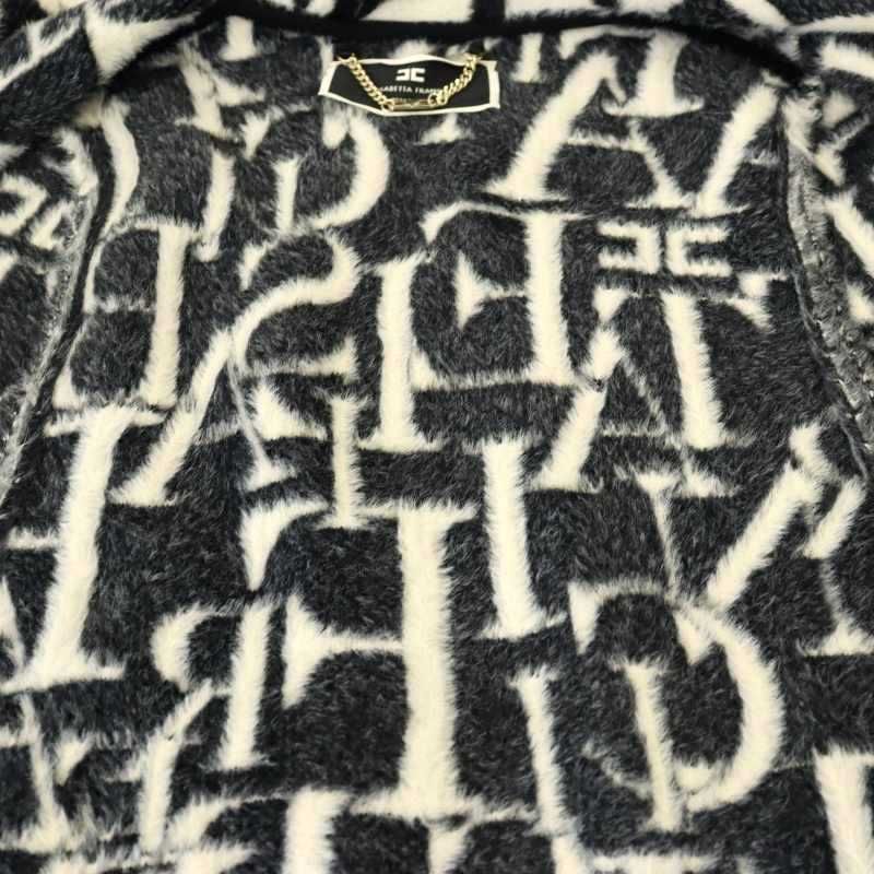 エリザベッタフランキ ELISABETTA FRANCHI ロゴ 総柄 ケープ コート 40  