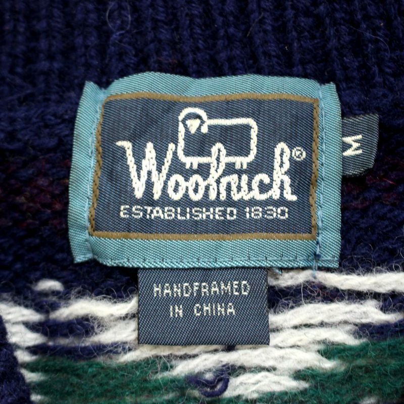 80s vintage WOOLRICH ノルディック柄 ショールカラー ニット