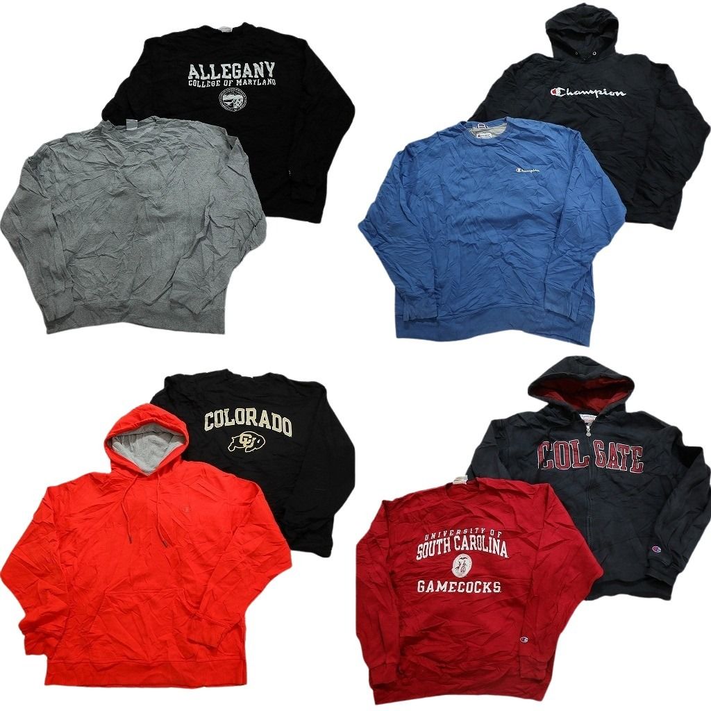 古着卸 まとめ売り チャンピオン Champion スウェット 8枚セット メンズ XL フーディー フルジップ 三段ロゴ 古着 NC0977