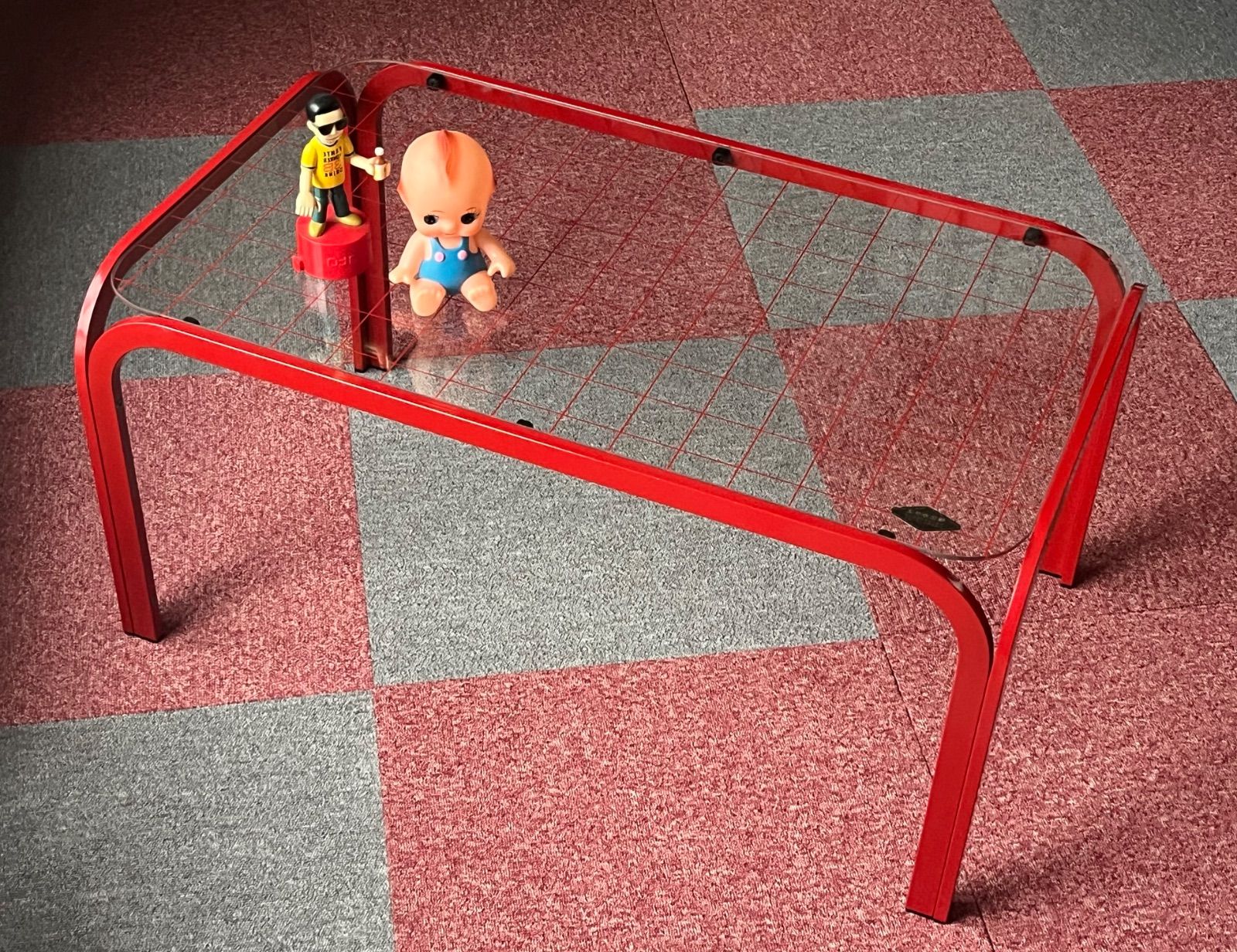 ガラステーブル 昭和 平成 レトロ ファンシー 当時物 赤 昭和レトロ