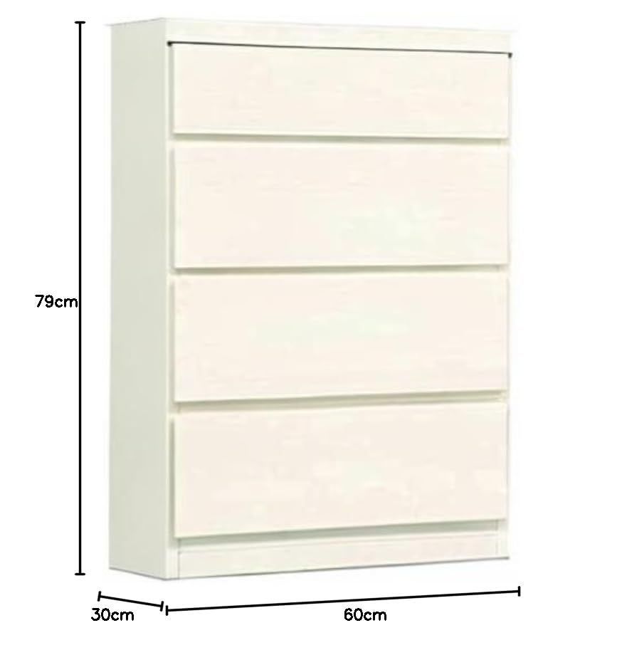 奥行き30センチ ホワイト木製チェスト 6引き出し チェスト 北欧 幅60
