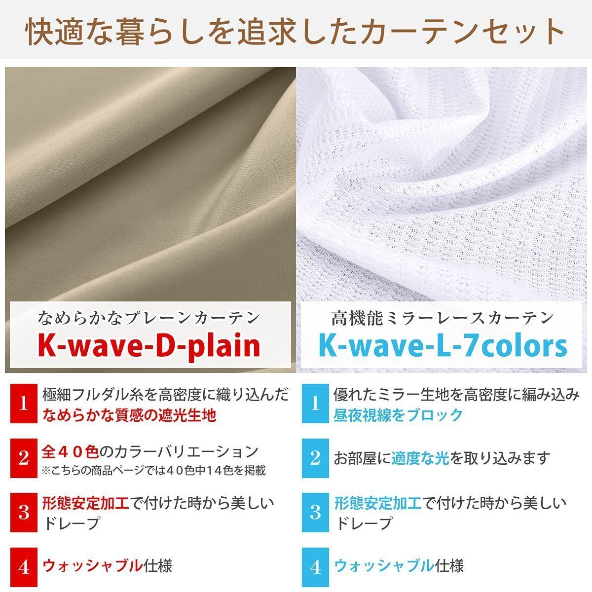 数量限定】4枚組(厚地2枚・レース2枚) 幅100×丈178cm ミルクティ