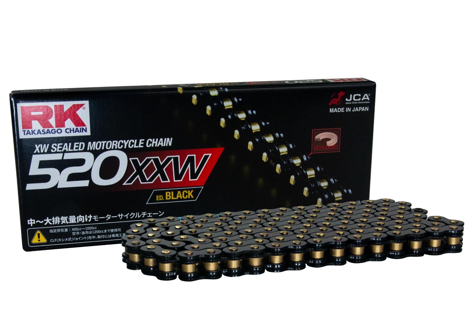Size:110L_Color:BL/ブラック アールケー(RK) ドライブチェーン BL520X-XW 110L カシメジョイント 電着ブラックコート