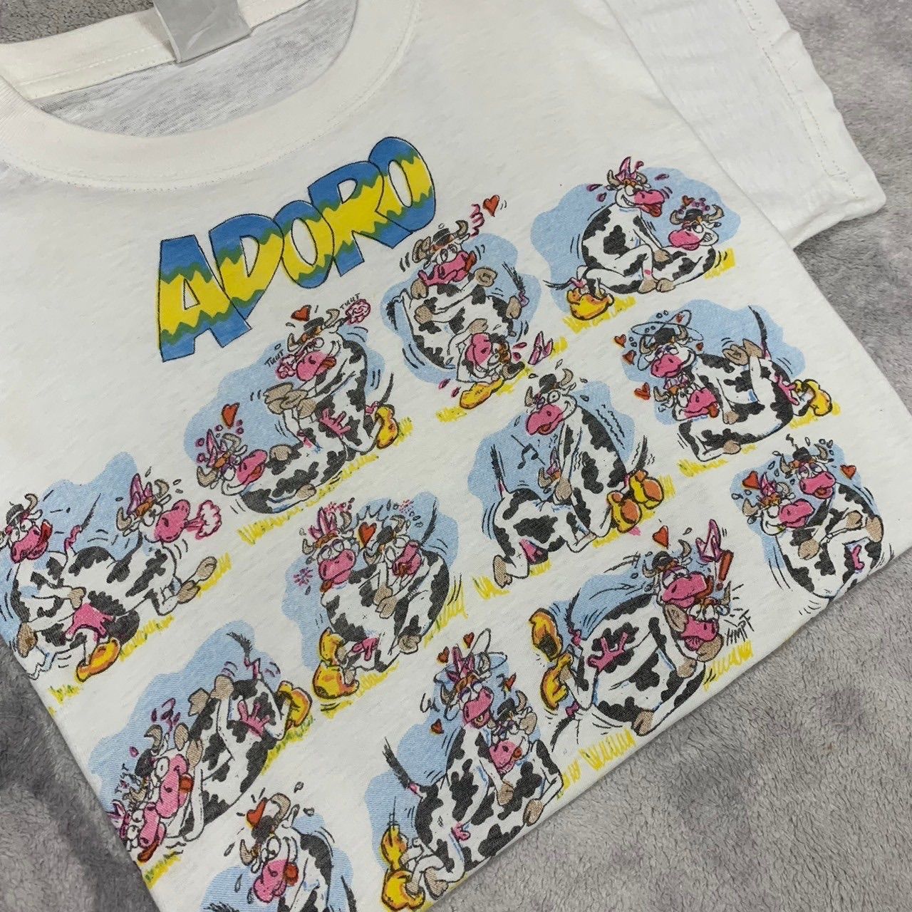 90s 四十八手 エロT 半袖 Tシャツ アニマル系 牛 ウシ プリントデザイン 白 古着 古着屋 埼玉 ストリート オンライン 通販 アメカジ ビンテージ 2403807