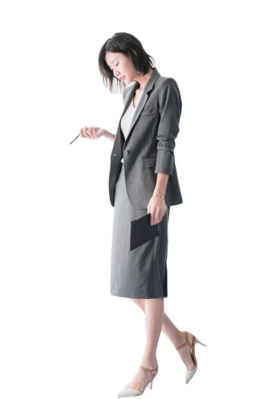 Tianlanlan スカートスーツ フォーマル レディース 春 夏 通勤２点セット 膝丈スカート＋ジャケット 事務服 結婚式 ビジネス セレモニースーツ