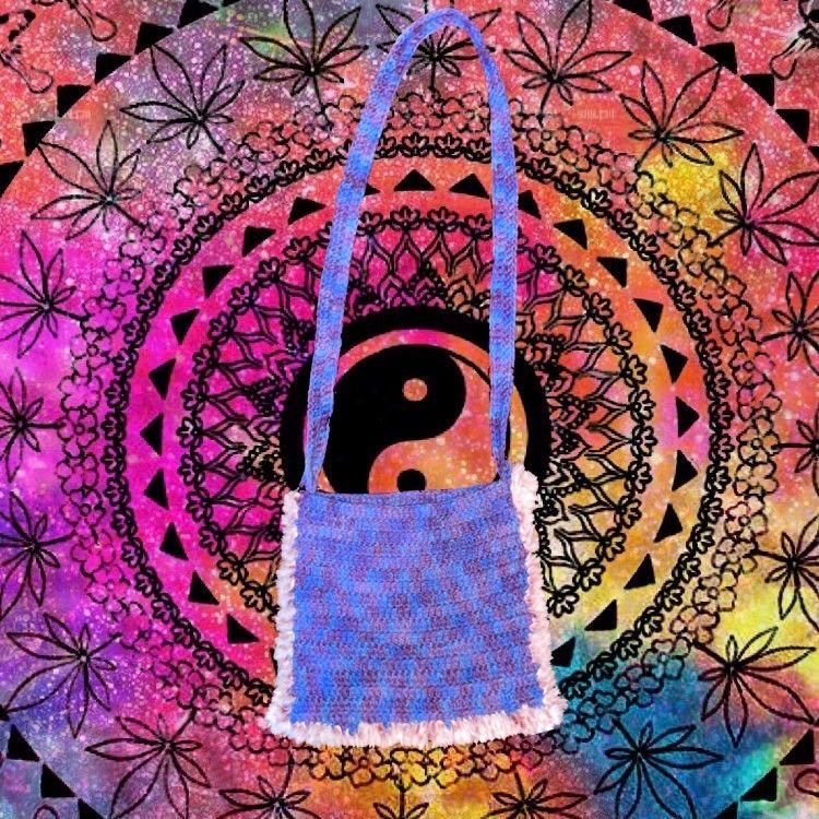 ボア付き ピースマーク かぎ編み ハンドメイド サコッシュ