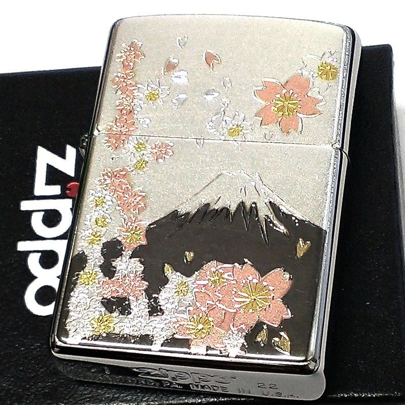 ジッポ 和柄 桜富士 ZIPPO ライター シルバー 富士山 桜 日本 和風