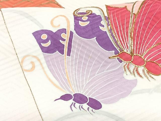 平和屋着物□豪華振袖 駒刺繍 花蝶文 金彩 正絹 逸品 CAAU6706xe
