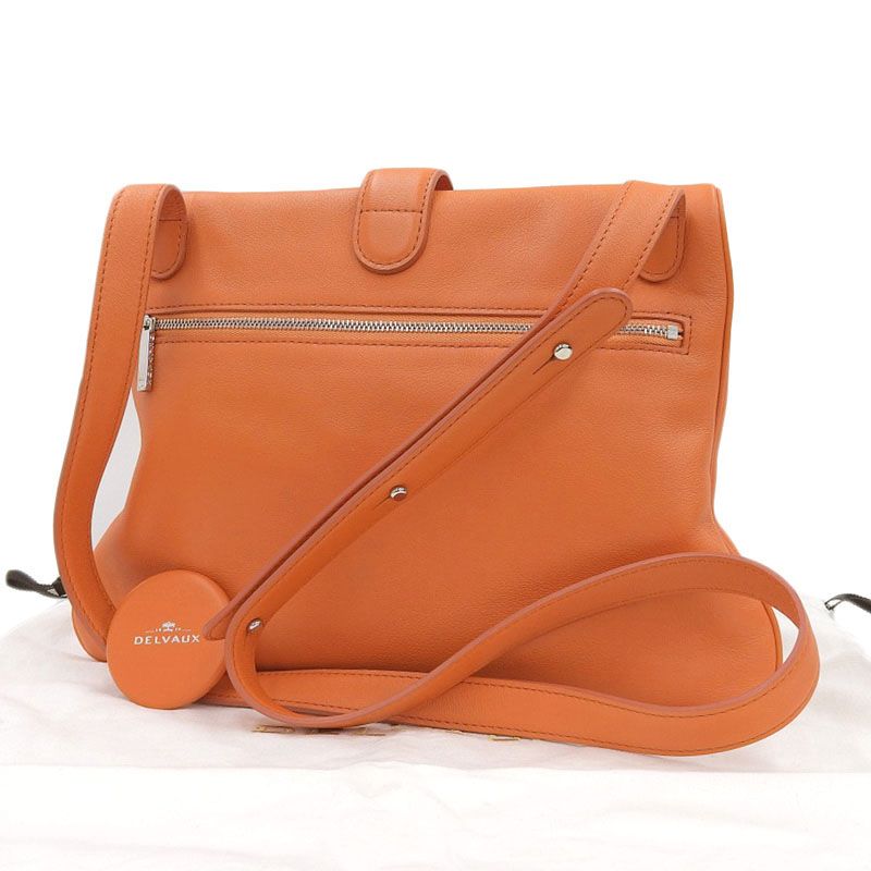 デルボー DELVAUX ショルダーバッグ レザー オレンジ シルバー