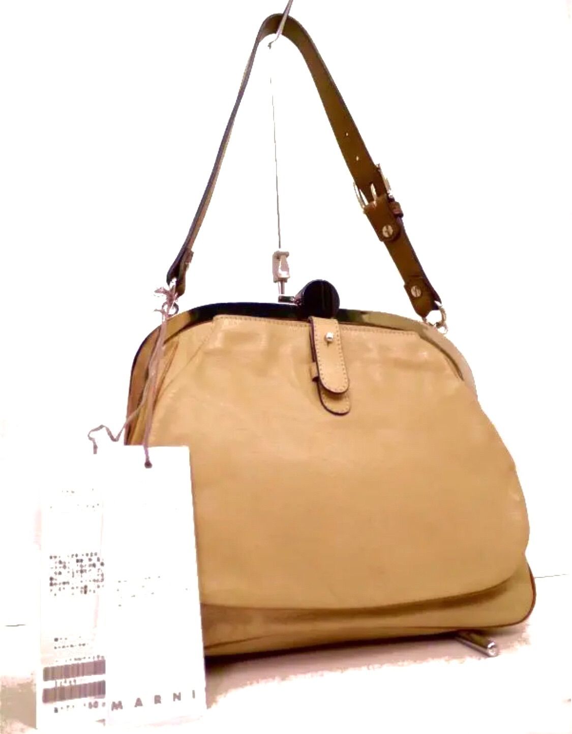 極美品17万◇MARNI マルニ がま口デザイン ダブルポケット レザー