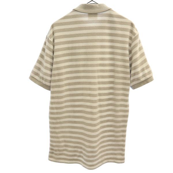 ラコステ 日本製 ボーダー 半袖 ポロシャツ 3 ホワイト×グレー LACOSTE メンズ 【中古】  【230610】