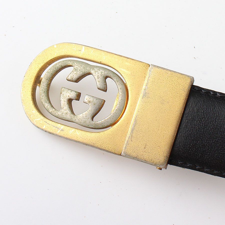 M28272 GUCCI グッチ GG バックル ベルト ブラック×ゴールド