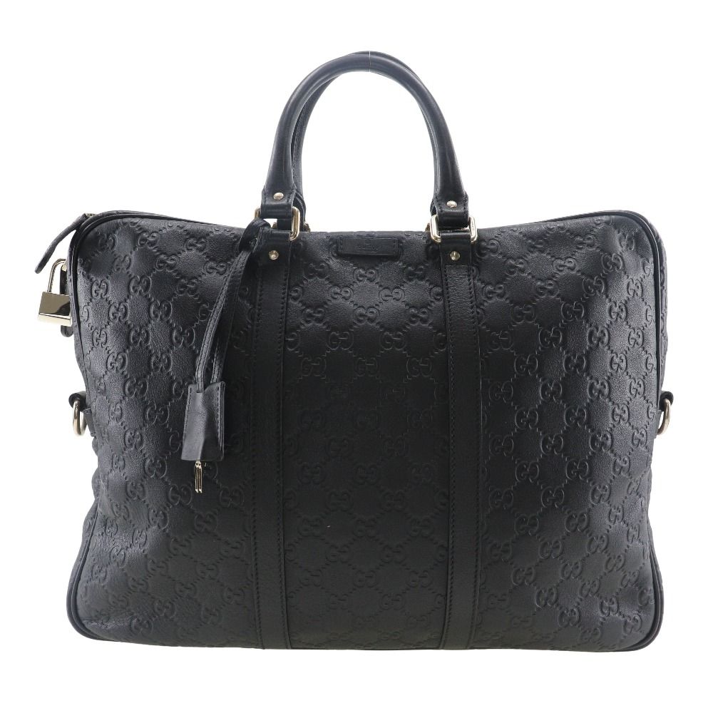 GUCCI】グッチ GG ブリーフケース 201480 シマレザー 黒 メンズ