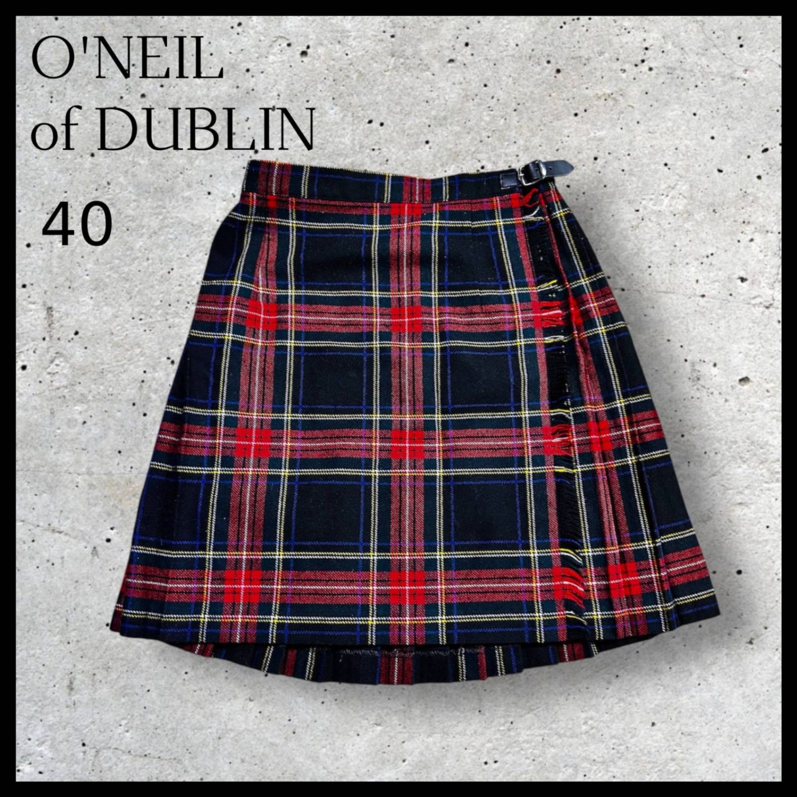 O'NEIL of DUBLIN 赤と青のチェック柄プリーツスカート O'NEIL OF